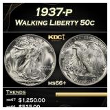 1937-p Walking Liberty Half Dollar 50c ms66+ SEGS