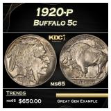 1920-p Buffalo Nickel 5c Grades ms65