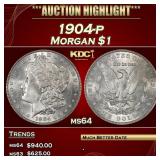 1904-p Morgan Dollar $1 Grades ms64