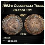 1892-o Barber Dime Colorfully Toned 10c Grades ms6