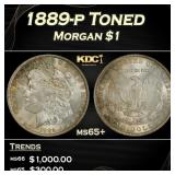 1889-p Morgan Dollar Toned $1 Grades ms65+