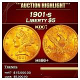 1901-s Gold Liberty Half Eagle $5 ms66+ SEGS