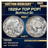 1929-p Buffalo Nickel TOP POP! 5c ms67+ SEGS