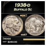 1938-d Buffalo Nickel 5c ms67 SEGS