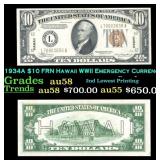 1934A $10 FRN Hawaii WWII Emergency Currency Grade