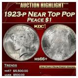 1923-p Peace Dollar Near Top Pop $1 ms66+ SEGS