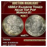 1886-p Morgan Dollar Rainbow Toned Near Top Pop $1