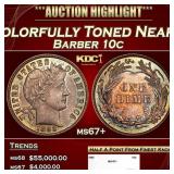 1892-p Barber Dime Colorfully Toned Near Top Pop 1