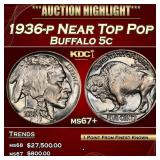 1936-p Buffalo Nickel Near Top Pop 5c ms67+ SEGS