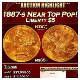 1887-s Gold Liberty Half Eagle Near Top Pop! $5 ms