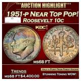 1951-p Roosevelt Dime Near Top Pop! 10c ms68 FT SE