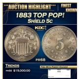 1883 Proof Shield Nickel TOP POP! 5c pr68 SEGS