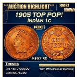 1905 Indian Cent TOP POP! 1c ms67 rd SEGS