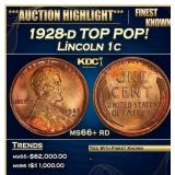 1928-d Lincoln Cent TOP POP! 1c ms66+ rd SEGS