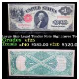 1917 $1 Large Size Legal Tender Note Grades vf+ Si