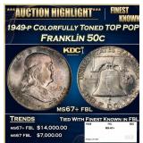 1949-p Franklin Half Dollar Colorfully Toned TOP P