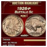 1926-p Buffalo Nickel 5c ms66+ SEGS