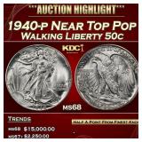 1940-p Walking Liberty Half Dollar Near Top Pop 50