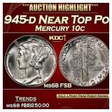 1945-d Mercury Dime Near Top Pop! 10c ms68 FSB SEG