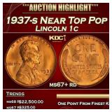 1937-s Lincoln Cent Near Top Pop 1c ms67+ rd SEGS