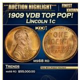 1909 VDB Lincoln Cent TOP POP! 1c ms68 rd SEGS