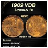 1909 VDB Lincoln Cent 1c ms66+ rb SEGS