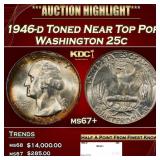1946-d Washington Quarter Toned Near Top Pop 25c m