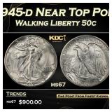 1945-d Walking Liberty Half Dollar Near Top Pop 50