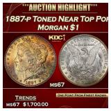 1887-p Morgan Dollar Toned Near Top Pop $1 ms67 SE