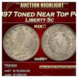1897 Liberty Nickel Toned Near Top Pop 5c ms66+ SE