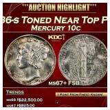1936-s Mercury Dime Toned Near Top Pop! 10c ms67+