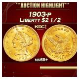 1903-p Gold Liberty Quarter Eagle $2 1/2 ms65+ SEG