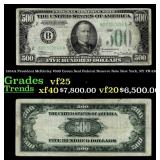1934A $500 Green Seal Federal Reserve Note Preside