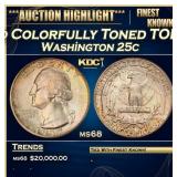 1937-d Washington Quarter Colorfully Toned TOP POP