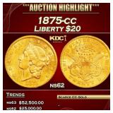 1875-cc Gold Liberty Double Eagle $20 ns62 USCG