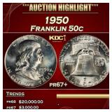 1950 Proof Franklin Half Dollar 50c pr67+ SEGS