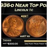 1936-d Lincoln Cent Near Top Pop 1c ms67 rd SEGS