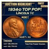1934-d Lincoln Cent TOP POP! 1c ms67+ rd SEGS