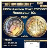 1956-p Roosevelt Dime Rainbow Toned TOP POP! 10c m