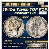 1940-s Mercury Dime Toned TOP POP! 10c ms68+ FSB S