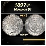 1897-p Morgan Dollar $1 Grades ms63+