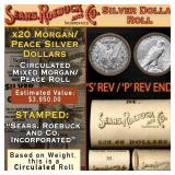 20 Mixed Morgan/Peace SEARS Dollar Roll Circ Morga