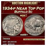 1934-p Buffalo Nickel Near Top Pop 5c ms66+ SEGS