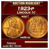 1923-p Lincoln Cent 1c ms66 rd SEGS