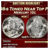 1938-s Mercury Dime Toned Near Top Pop! 10c ms67+