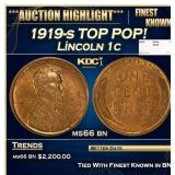 1919-s Lincoln Cent TOP POP! 1c ms66 bn SEGS