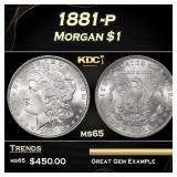 1881-p Morgan Dollar $1 Grades ms65