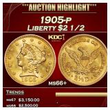 1905-p Gold Liberty Quarter Eagle $2 1/2 ms66+ SEG
