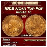1905 Indian Cent Near Top Pop 1c ms66+ rd SEGS