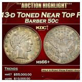 1913-d Barber Half Dollars Toned Near Top Pop 50c